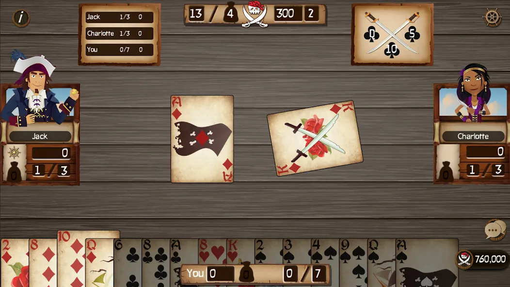 Spades Cutthroat Pirates [MOD: безлимитные монеты и пиратские бонусы] (Бесплатно / APK) — скриншот 3