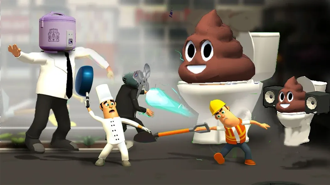 War Job: Toilet Battle [MOD: безлимитные деньги и усиленное оружие] последняя версия — скриншот 1
