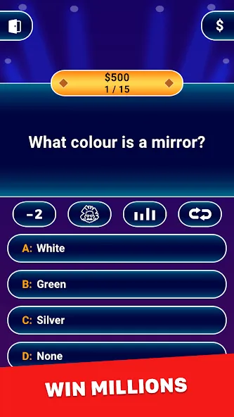 Взломанная Millionaire 2024: Trivia Game [MOD: безлимитные подсказки и жизни] на Андроид — скриншот 1
