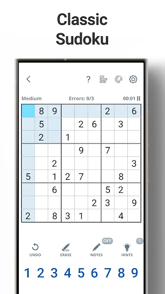 Скачать взлом Sudoku Levels: Daily Puzzles [MOD: подсказки и все уровни открыты] — скриншот 1