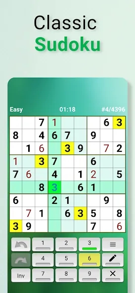 Взломанная Sudoku offline [MOD: без рекламы и все уровни открыты] на Андроид — скриншот 1