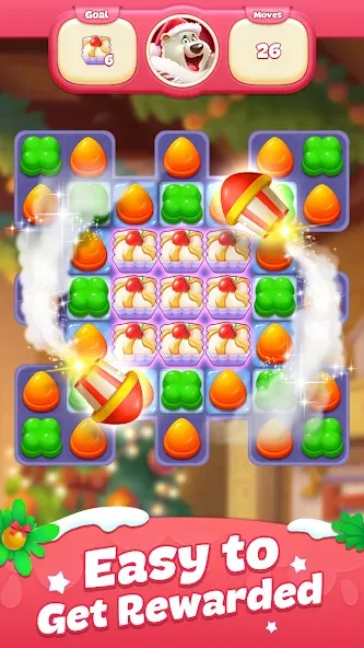 Sweet Candy Match: Puzzle Game [MOD: безлимитные ходы и подсказки] на Андроид — скриншот 3