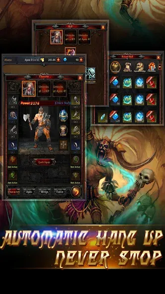 Dark God of War：Idle AFK RPG [MOD: безлимитные ресурсы и алмазы] — Скачать бесплатно (APK) — скриншот 4