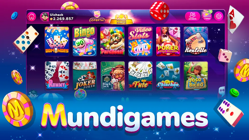 MundiGames: Bingo Slots Casino [MOD: безлимитные монеты и бесплатные вращения] на Андроид — скриншот 1