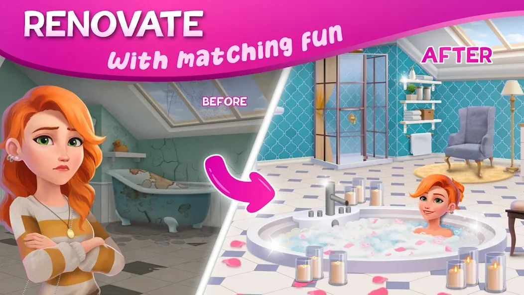 Скачать DesignVille: Merge & Story [MOD: безлимитные деньги и энергия] — скриншот 2