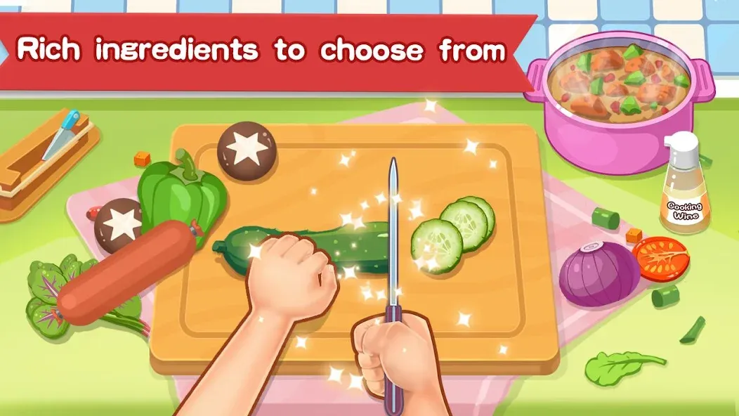 Скачать Happy Kitchen World [MOD: безлимитные монеты и все рецепты открыты] на телефон — скриншот 2