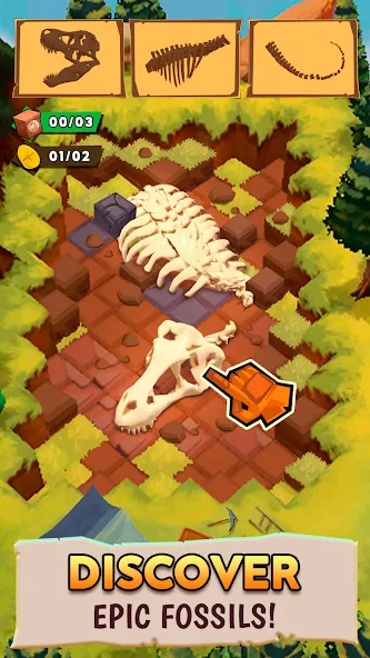 Взломанная Dino Quest 2: Dinosaur Fossil [MOD: безлимитные монеты и все раскопки открыты] на Андроид — скриншот 1