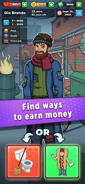 Скачать взлом Hobo Life: Business Simulator [MOD: безлимитные деньги и ресурсы] — скриншот 3