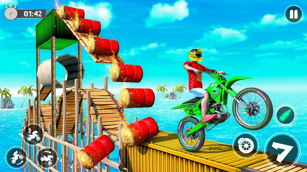 Скачать Bike Stunt Race Tricks Master [MOD: безлимитное топливо и открыты трассы] на телефон — скриншот 3
