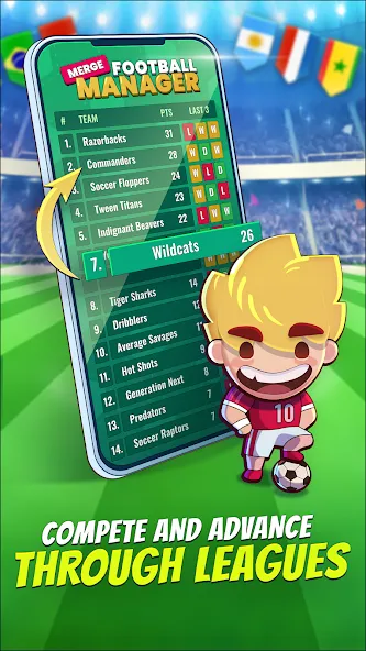 Скачать взлом Merge Football Manager: Soccer [MOD: безлимитные деньги и усиленная команда] — скриншот 3