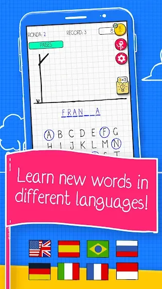 Взломанная Hangman [MOD: без рекламы и бесконечные подсказки] на Андроид — скриншот 2