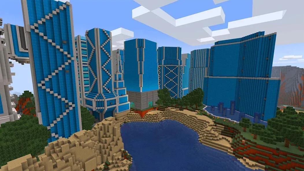 Скачать Mini Block Craft Realm Craft [MOD: бесконечные ресурсы и все постройки] на телефон — скриншот 3