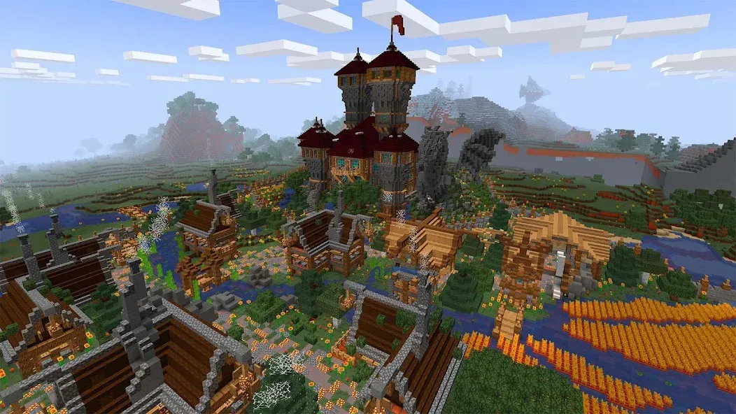 Скачать Mini Block Craft Realm Craft [MOD: бесконечные ресурсы и все постройки] на телефон — скриншот 5