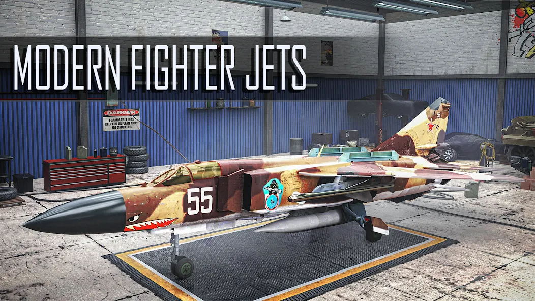 Скачать Jet Fighter: Sky Combat 3D [MOD: безлимитные деньги и патроны] на телефон — скриншот 3