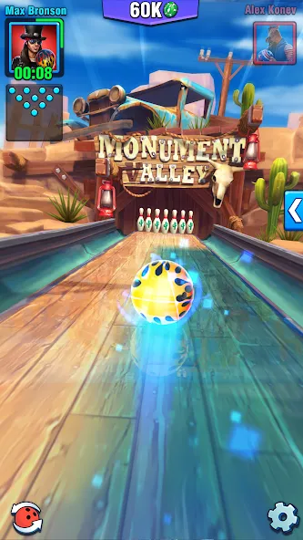 Взломанная Bowling Crew — 3D bowling game [MOD: безлимитные монеты и открытые дорожки] на Андроид — скриншот 1