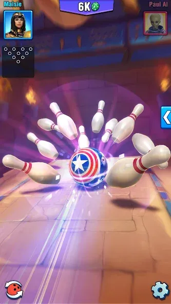 Взломанная Bowling Crew — 3D bowling game [MOD: безлимитные монеты и открытые дорожки] на Андроид — скриншот 2