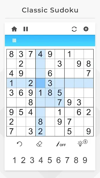 Взломанная Sudoku - Offline Games [MOD: без рекламы и подсказки доступны] на Андроид — скриншот 1