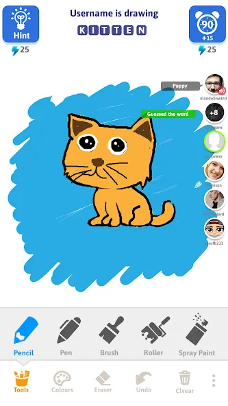 Draw N Guess Multiplayer [MOD: много игроков и безлимитные подсказки] (Бесплатно / APK) — скриншот 1