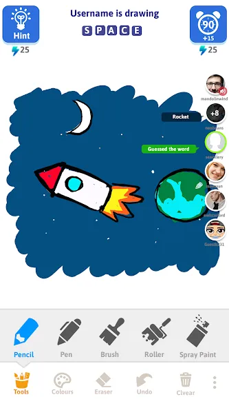 Draw N Guess Multiplayer [MOD: много игроков и безлимитные подсказки] (Бесплатно / APK) — скриншот 3