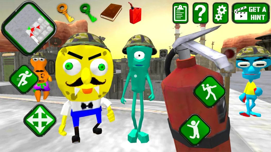 Скачать взлом Sponge Area 51. Neighbor Alien [MOD: безлимитные патроны и ускоренный бег] — скриншот 2