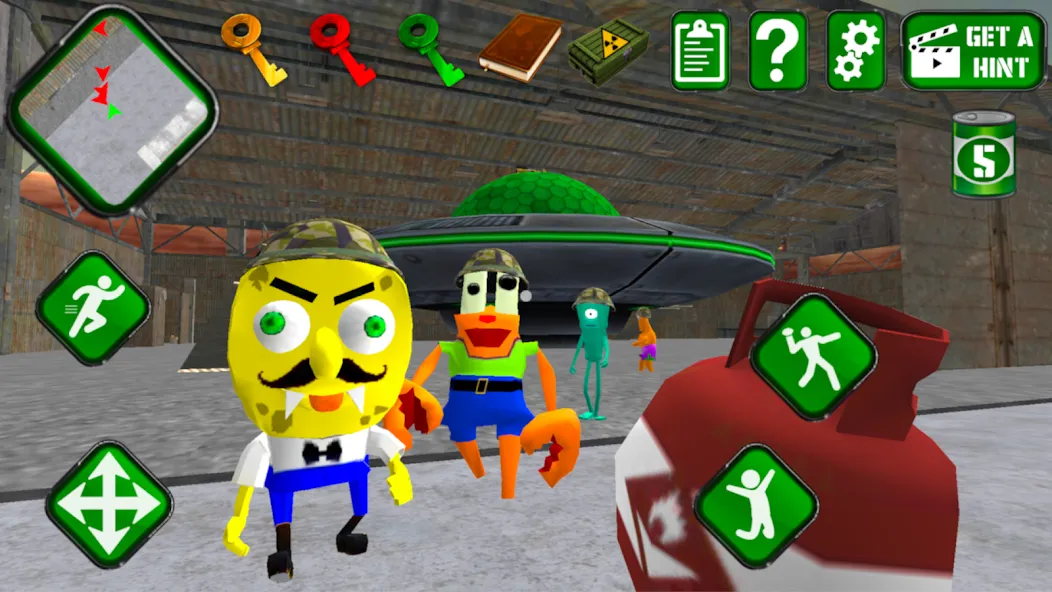 Скачать взлом Sponge Area 51. Neighbor Alien [MOD: безлимитные патроны и ускоренный бег] — скриншот 3