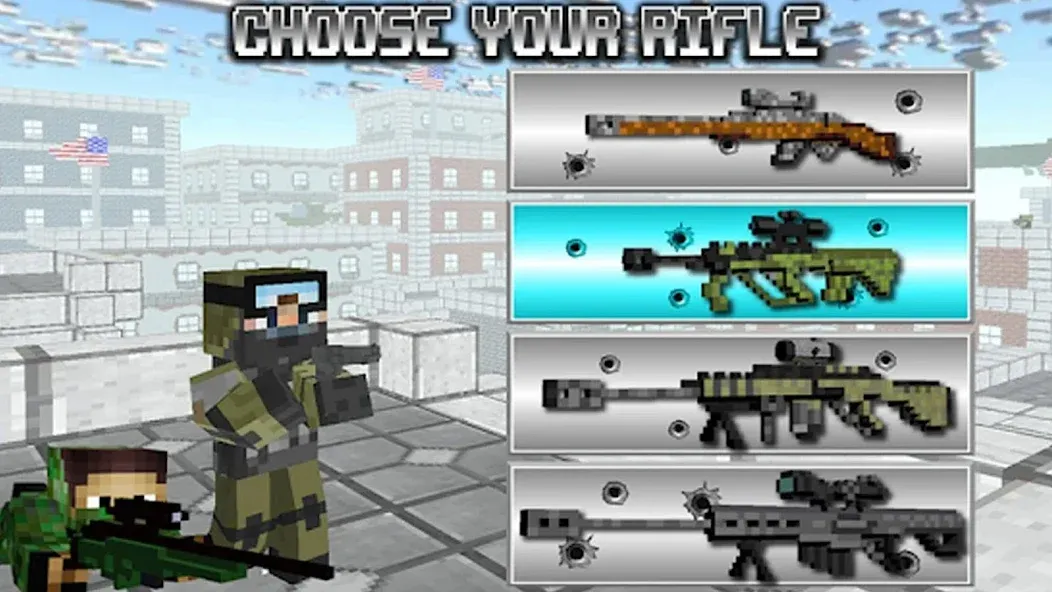 Скачать American Block Sniper Survival [MOD: безлимитные патроны и здоровье] — скриншот 1