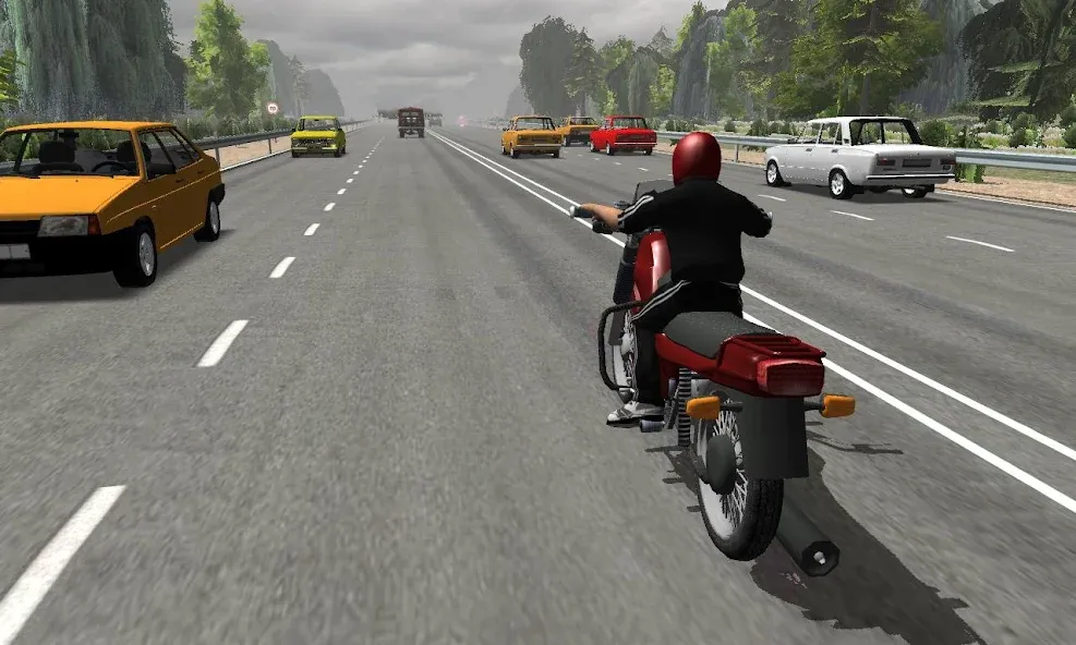 Russian Moto Traffic Rider 3D [MOD: безлимитные деньги и все мотоциклы открыты] (Бесплатно / APK) — скриншот 1