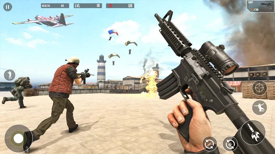 Взломанная Battlegrounds Fire Squad War [MOD: безлимитные деньги и оружие] на Андроид — скриншот 4