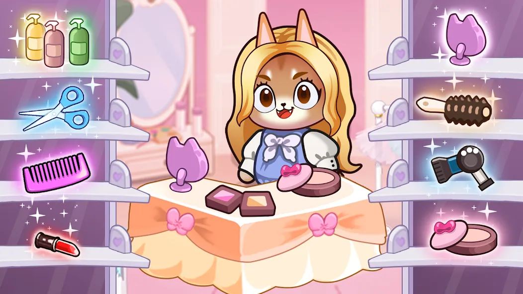 Idle Cat Makeover: Hair Salon [MOD: безлимитные деньги и всё открыто] на Андроид — скриншот 1