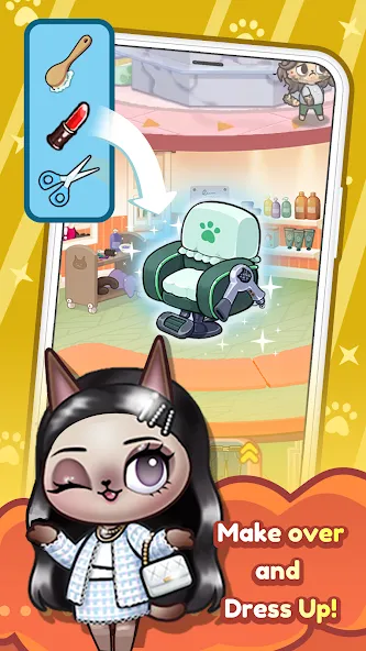 Idle Cat Makeover: Hair Salon [MOD: безлимитные деньги и всё открыто] на Андроид — скриншот 5
