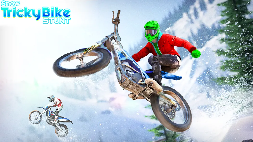 Snow Tricky Bike Stunt Race 3D [MOD: безлимитные деньги и топливо] последняя версия — скриншот 1
