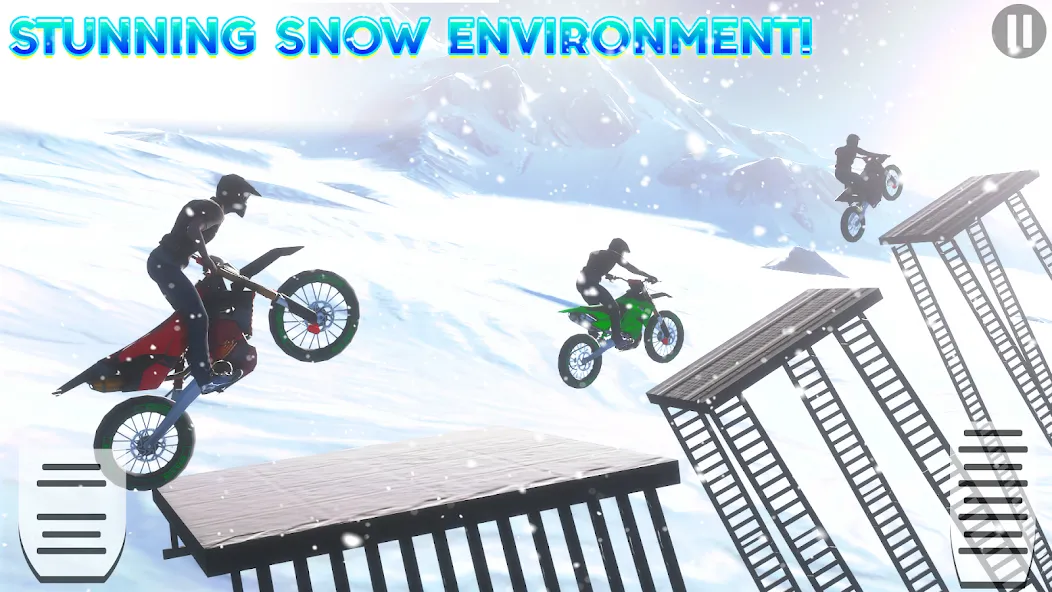 Snow Tricky Bike Stunt Race 3D [MOD: безлимитные деньги и топливо] последняя версия — скриншот 2
