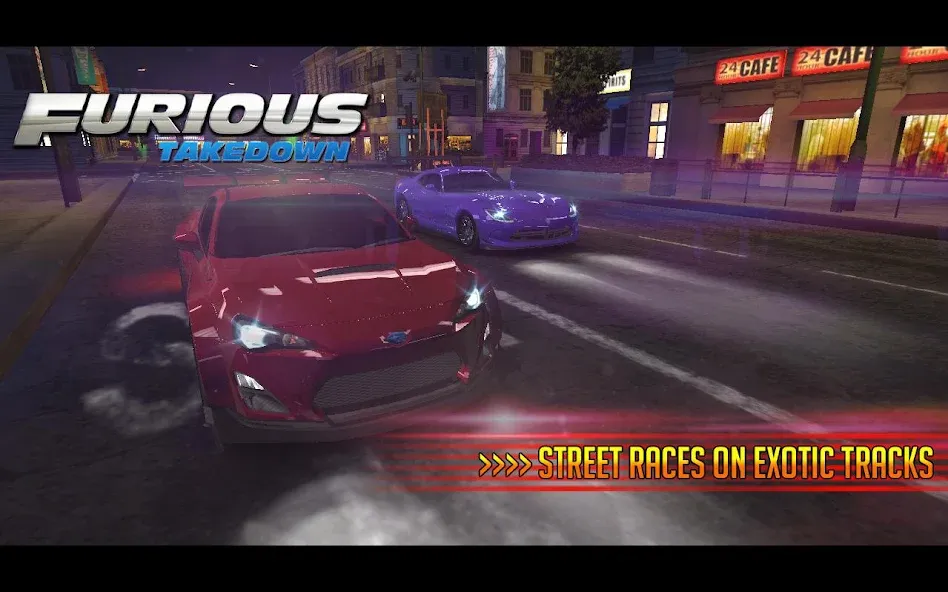 Скачать Furious: Takedown Racing [MOD: безлимитные деньги и топливо] — скриншот 5