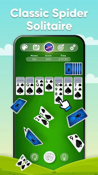 Spider Solitaire [MOD: безлимитные подсказки и отмены ходов] (Бесплатно / APK) — скриншот 1