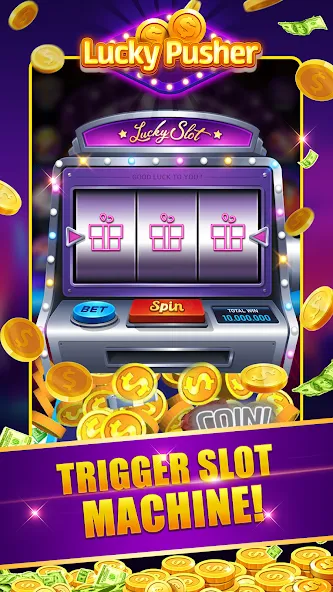 Взломанная Lucky Cash Pusher Coin Games [MOD: безлимитные монеты и бонусы] на Андроид — скриншот 2