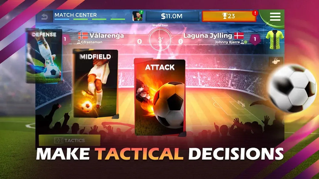Pro 11 - Soccer Manager Game [MOD: безлимитные деньги и алмазы] на Андроид — скриншот 3