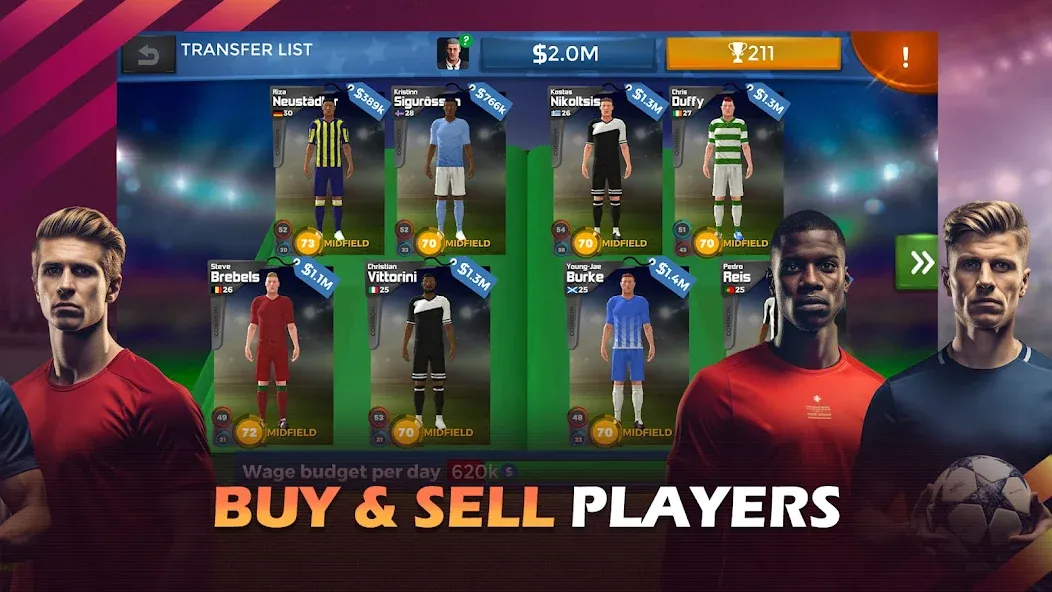 Pro 11 - Soccer Manager Game [MOD: безлимитные деньги и алмазы] на Андроид — скриншот 5