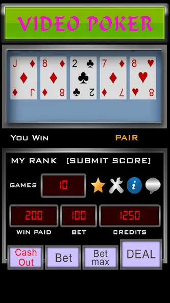 Video Poker [MOD: безлимитные деньги и открыты все режимы] на Андроид — скриншот 1