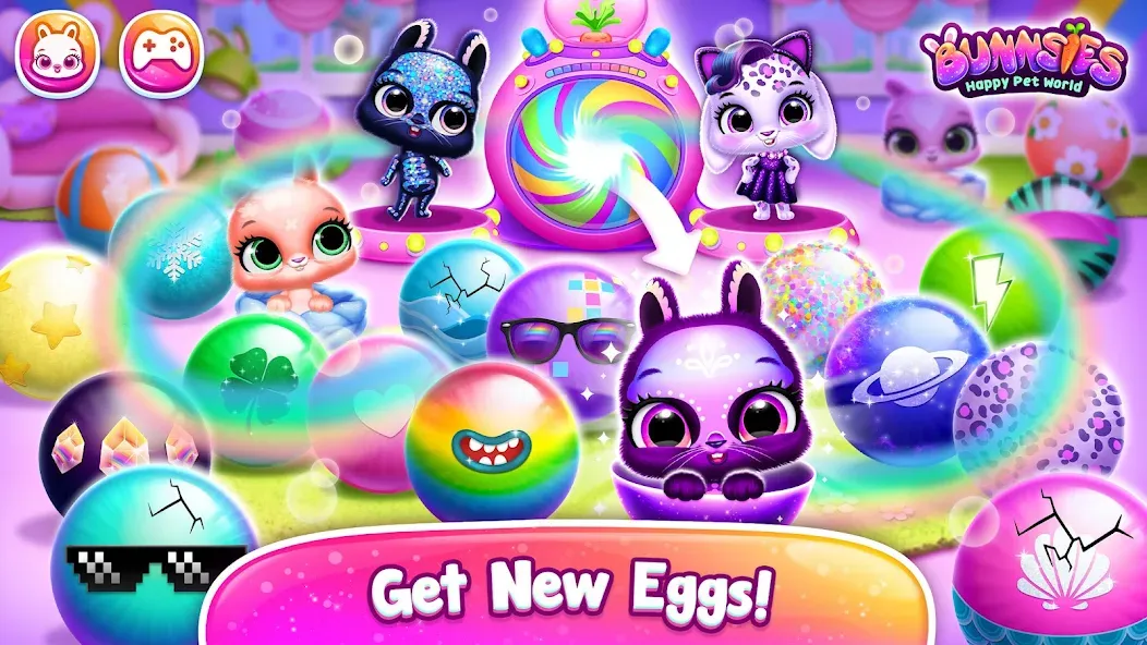 Скачать Bunnsies - Happy Pet World [MOD: безлимитные монеты и все питомцы] на телефон — скриншот 2