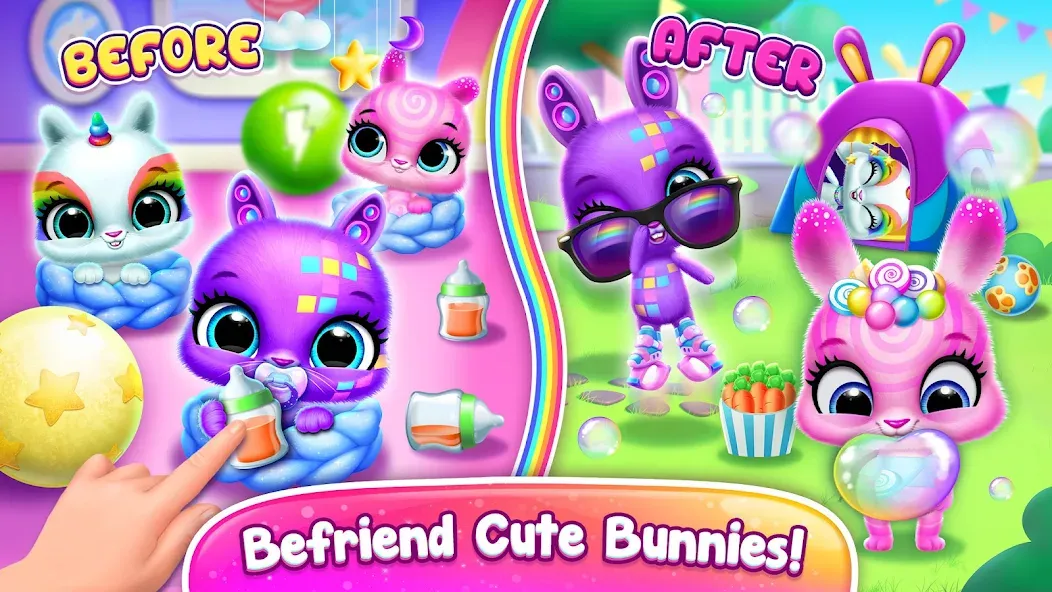 Скачать Bunnsies - Happy Pet World [MOD: безлимитные монеты и все питомцы] на телефон — скриншот 5