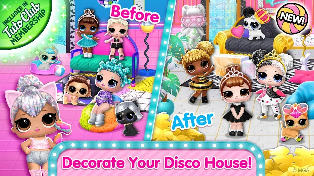 L.O.L. Surprise! Disco House [MOD: безлимитные монеты и разблокированы все комнаты] (Бесплатно / APK) — скриншот 1
