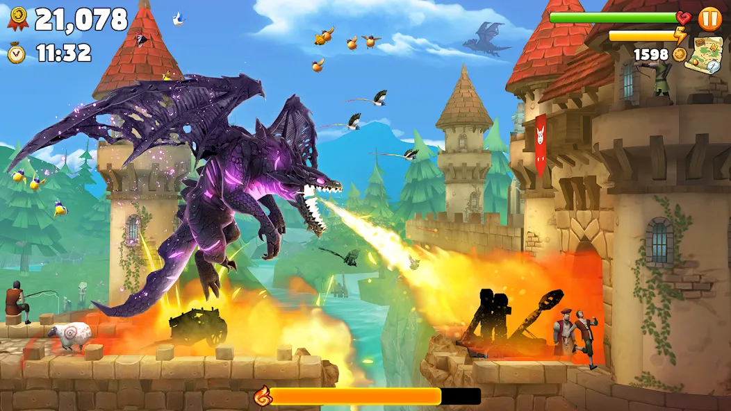 Скачать Hungry Dragon [MOD: безлимитные деньги и усиленный дракон] — скриншот 1