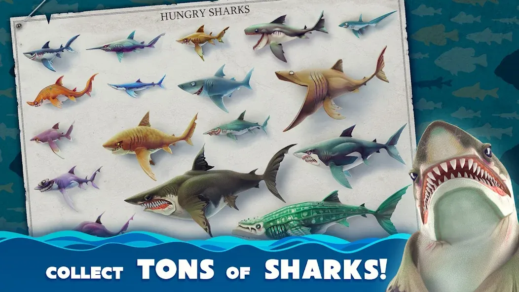 Скачать Hungry Shark World [MOD: безлимитные монеты и бриллианты] на телефон — скриншот 2