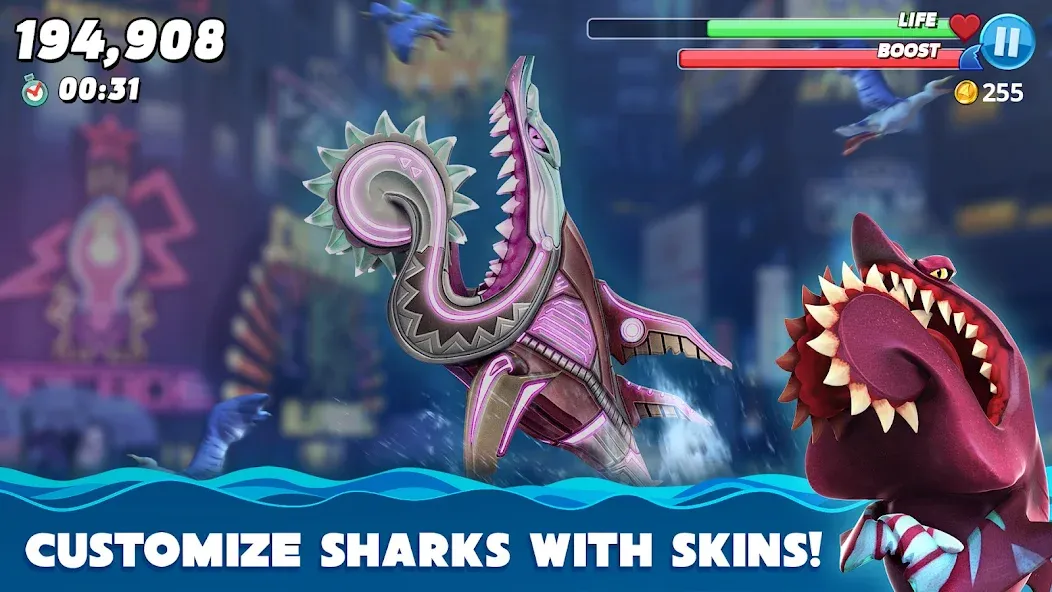 Скачать Hungry Shark World [MOD: безлимитные монеты и бриллианты] на телефон — скриншот 3