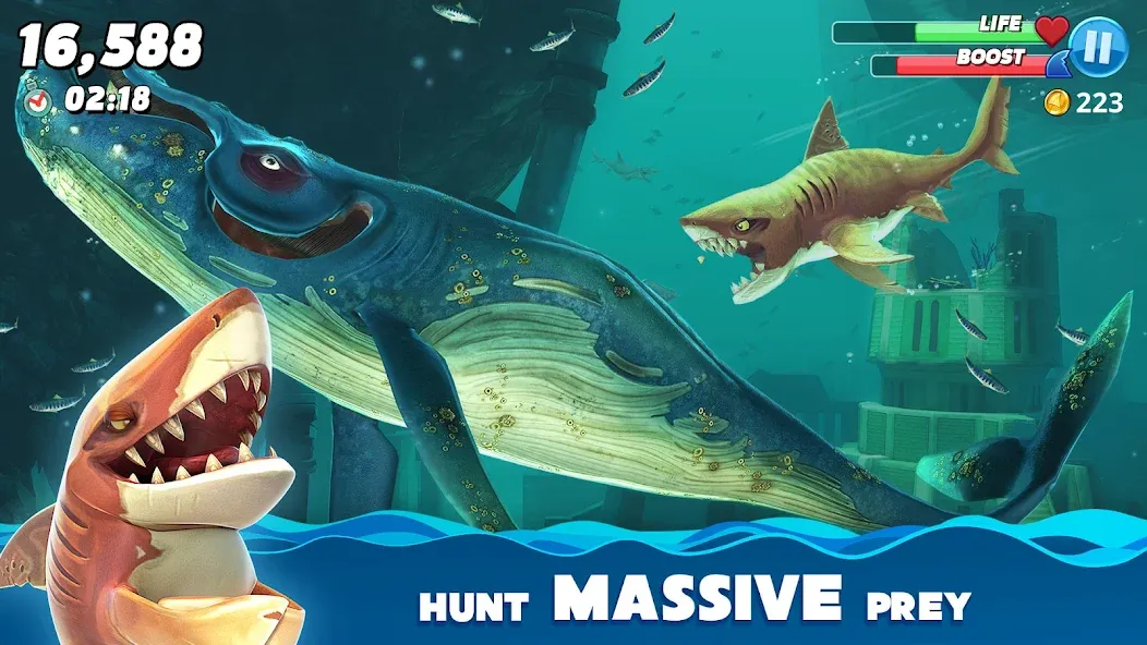 Скачать Hungry Shark World [MOD: безлимитные монеты и бриллианты] на телефон — скриншот 5