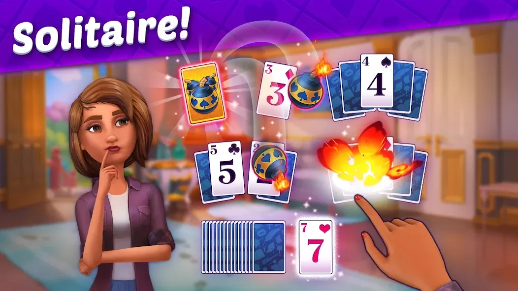 Скачать Solitaire Story - Ava's Manor [MOD: безлимитные монеты и открыты уровни] на телефон — скриншот 3