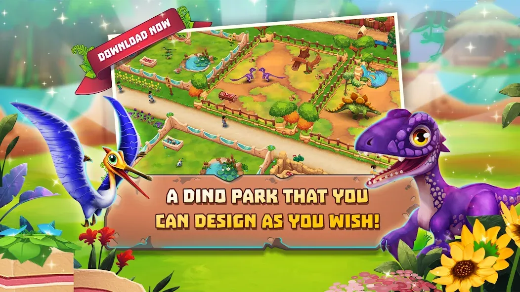 Скачать Dinosaur Park – Primeval Zoo [MOD: безлимитные деньги и ресурсы] на телефон — скриншот 1