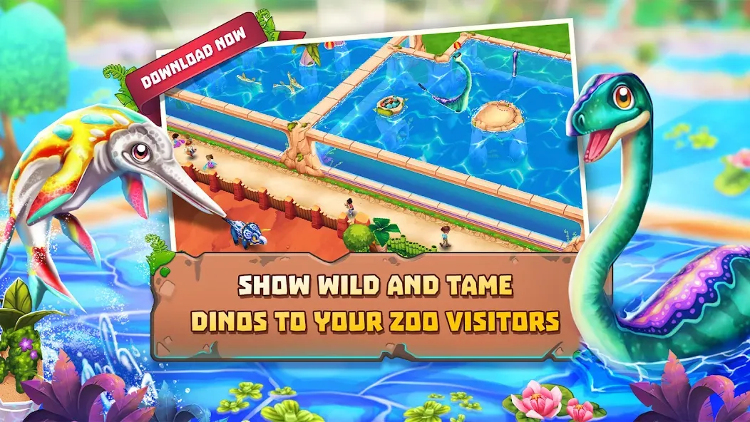 Скачать Dinosaur Park – Primeval Zoo [MOD: безлимитные деньги и ресурсы] на телефон — скриншот 2