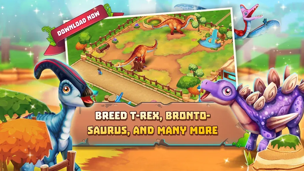 Скачать Dinosaur Park – Primeval Zoo [MOD: безлимитные деньги и ресурсы] на телефон — скриншот 3