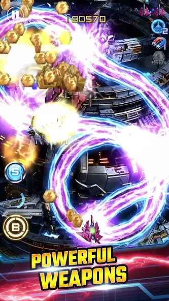 Взломанная Lightning Fighter 2: Space War [MOD: безлимитные монеты и разблокированы уровни] на Андроид — скриншот 1